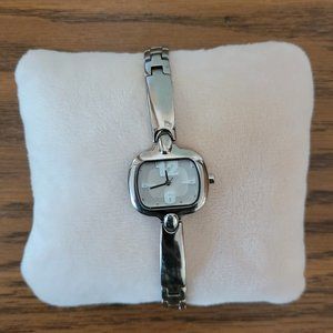 Japan Movement women's stainless steel silver bangle bracelet watch.